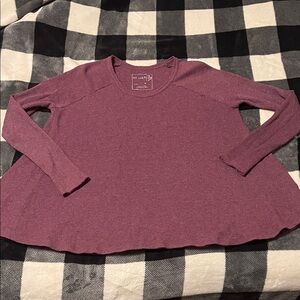 We the Free Free People Waffle Knit Long Sleeve Oversized Mauve Top size Medium